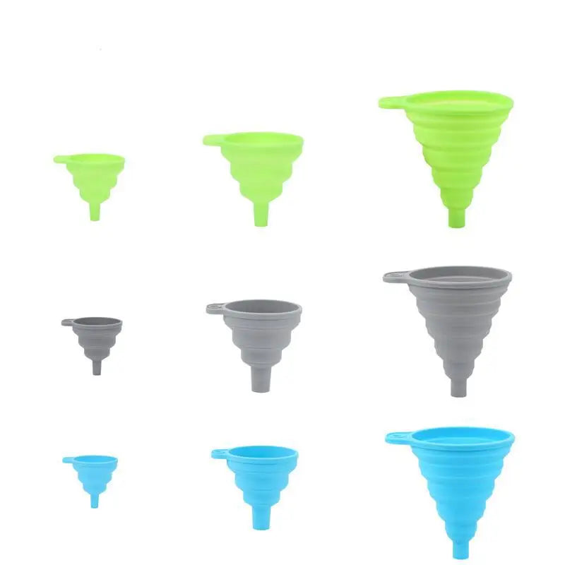 3 pc Silicone Collapsible Foldable Funnel  Household Kitchen Cooking Tools Portable Wine Mini Portable Oil Pot Funnel