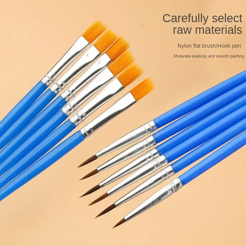 10/20/50Pcs Painting Brushes Set Art Round Flat Hair Nylon Hair Paint Brush Pen for Oil Acrylic Watercolor School Art Supplies