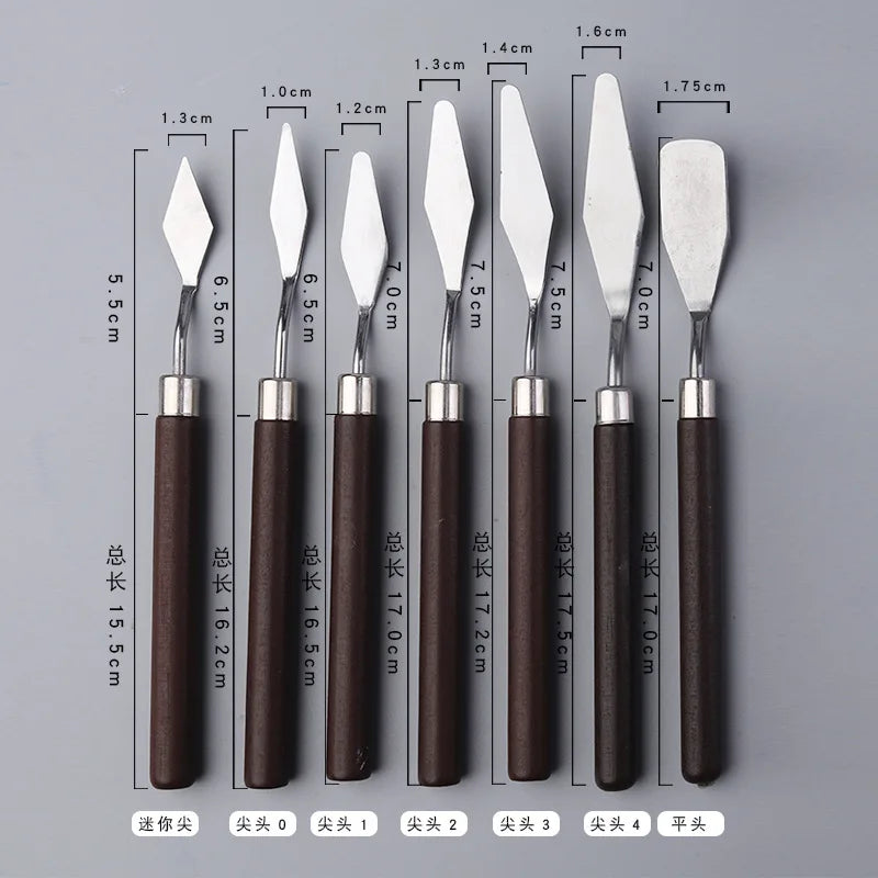 1/3/5/7Pcs/Set Stainless Steel Oil Painting Knife Artist Spatula Art Tools stationery Cake baking supplies painting drawing cute