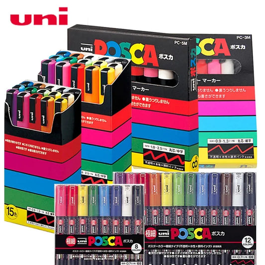 Uni Posca Acrylic Paint Marker Pens Set Plumones Marcadores Japanese Stationery PC-1M 3M 5M For Colores  Art Supplies Graffiti