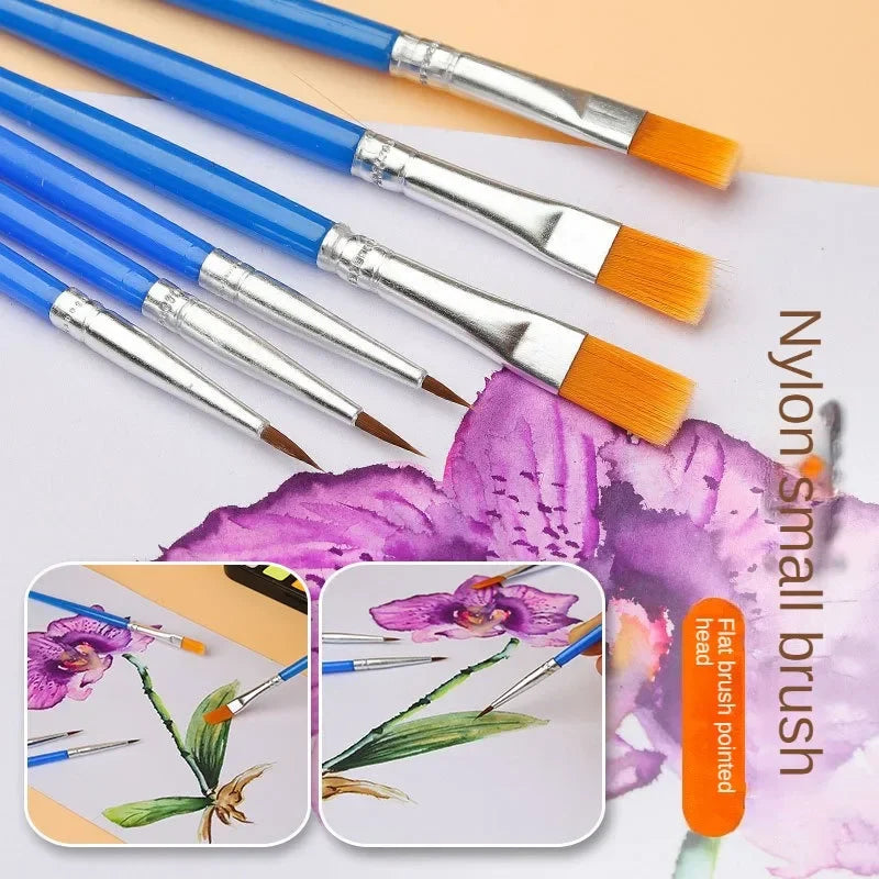 10/20/50Pcs Painting Brushes Set Art Round Flat Hair Nylon Hair Paint Brush Pen for Oil Acrylic Watercolor School Art Supplies