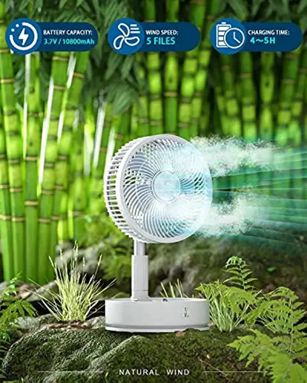 Stand Fan 6 Inch Folding Portable Telescopic Floor/USB with Rechargeable Battery 3 Speeds Super Quiet Adjustable Height