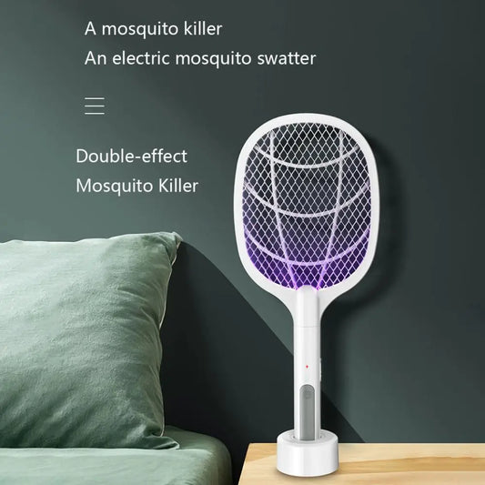 3 IN 1 Electric Mosquito Swatter Mosquito Killer 3500V USB Rechargeable Angle Adjustable Electric Bug Zapper Fly Bat Swatter